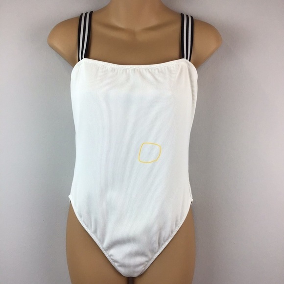 Madewell Solid & Striped White The Riley One Piece Swimsuit | Large - Picture 14 of 15